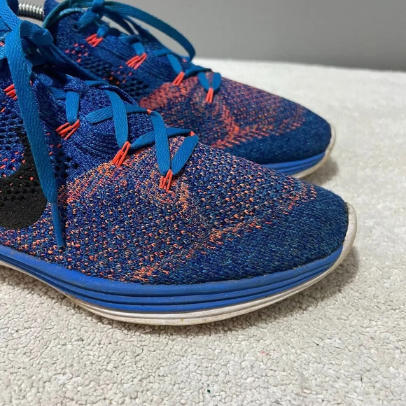 Nike Flyknit Lunar 3 Mens Blue Sneaker Running Shoes 9.5 Lace Up Low Top - Picture 7 of 11